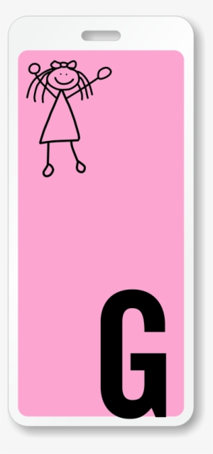 School Restroom Hall Pass Id With Girl Stick Figure - Pink Girl Bathroom School