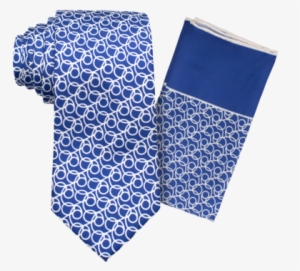 Image Of Looped Blue Tie And Looped Blue Pocket Square - Pattern