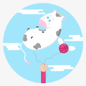 Baby Cow Balloon Adobe Flat Illustration Baby Cow Balloon - Cattle