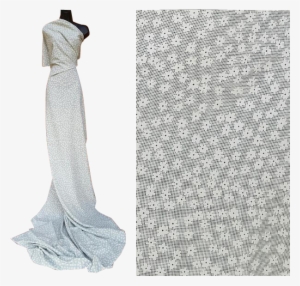 Vintage Silky Flowing Sewing Fabric 3 Yards Green White - Cocktail Dress