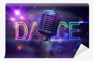 Composite Image Of Retro Chrome Microphone Wall Mural - Dance