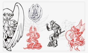 Artistic Tattoo Designs - Angel & Snake Large Wall Clock