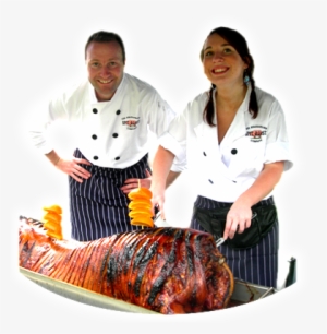 Two Of Our Friendly Chefs Carving A Shakespeare Spit - Dolcett Female Spit Roasted