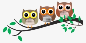 Three Owls In A Tree Svg Black And White - Owl In A Tree Clipart