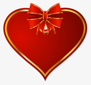 Gold Christmas Bow Png Hearts Red Heart With Clipart - Teth