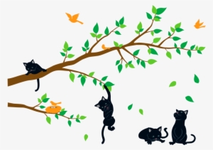 50 Cm De Ancho - Wall Paintings Tree And Cat