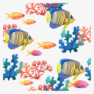 Hand Painted Underwater World Wonders Background Image - Portable Network Graphics