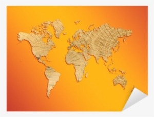 World Map From Texture Of A Tree On An Orange Background - Atlas