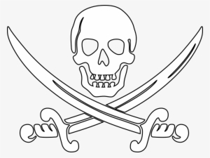 Pirate Skull Outline Sword Swords Death's - Pirate Flag