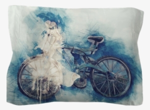 Abstract Bicycle On Watercolor Painting Background - Watercolor Painting