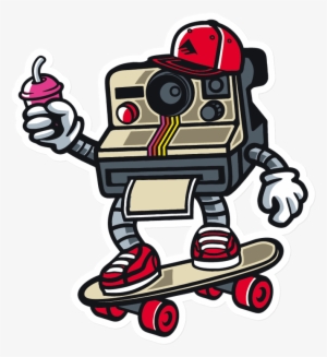 Sticker That Kick Ass Polaroid - Polaroid Camera Cartoon