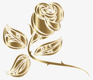 Cut Flowers Rose Thorns Spines And Les Drawing - Роза Золотая Клипарт