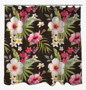 Watercolor Tropical Floral Pattern Shower Curtain • - Watercolor Painting