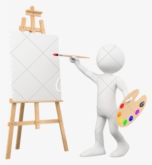 D Artist Painting On A Canvas - Painting Easel And Canvas