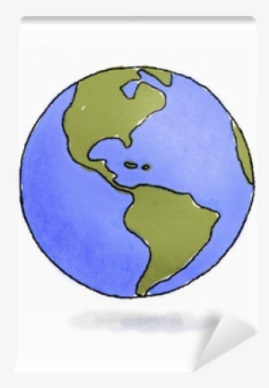 Hand Drawn Sketchy Earth Pencil And Watercolors Wall - Globe