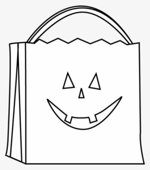 Candy Black And White Halloween Candy Clipart Black - Trick Or Treat Bag Outline