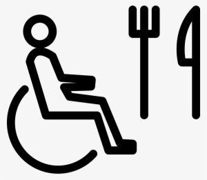 Person On Wheel Chair Outline With Fork And Knife Comments - Wheelchair