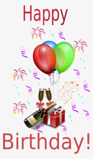 Free Birthday Clipart, Animations & - Happy Birthday Wine And Balloons