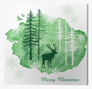 Watercolor Christmas Card, Vector Canvas Print • Pixers® - Watercolor Painting