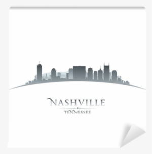 Nashville Tennessee City Skyline Silhouette White Background - Nashville Skyline Square Sticker 3" X 3"
