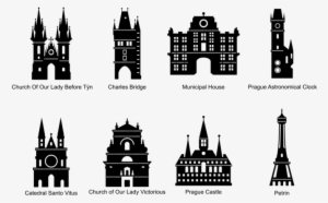 Prague Silhouettes Vector - Prague Landmarks Vector