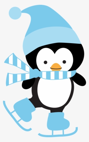 Winter Clipart - Penguin Ice Skating Clipart