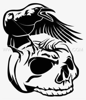 Crow Pumpkin Skull - Crow And Skull Drawing