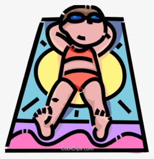 Girl Sun Tanning - Sunbathing Clipart Png