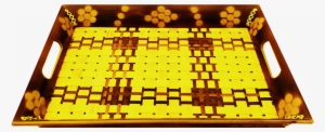 Special Bamboo Jaali Tray In Brown And Yellow - Yellow