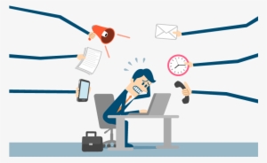 Stressed Out Man The Reality Of Multitasking - Stress At Work Clipart