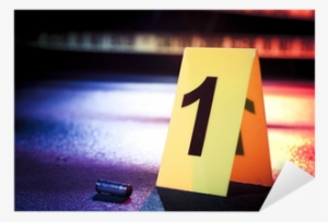 Fresh Crime Scene With Yellow Tape At Night Sticker