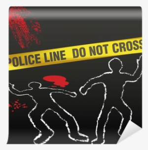 Crime Scene Tape Corpse Chalk Outline Wall Mural • - Chalk Outline
