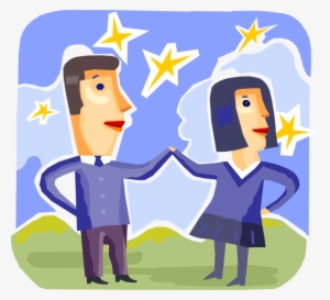 Vector Illustration Of Romantic Couple Announce Wedding - Cartoon