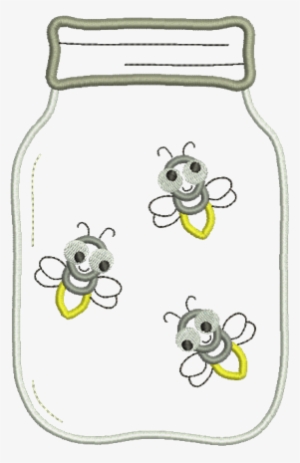 Lightning Bug Jar Applique Design - Cartoon Lightning Bug