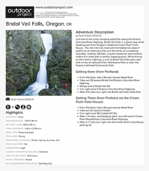 Bridal Veil Falls, Oregon Field Guide - Canyon Creek Lakes Trail Map