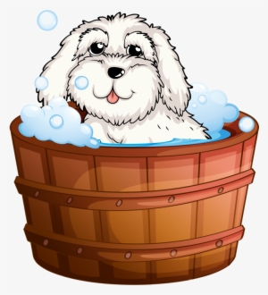 Illustration Of A Puppy Taking A Bath On A White Background - วาด หมา อาบ น้ำ