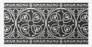 Seamless Gothic Floral Vector Border With Fleur De - Medieval Floral Border Black And White