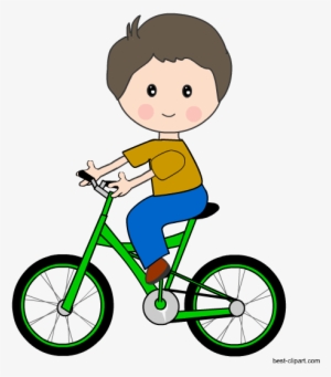 Kid Riding A Green Bicycle Free Clip Art - Clip Art