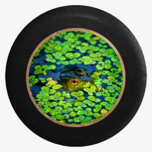 Green Frog In Lily Pads Cove Of Pond Jeep Camper Spare - Titannus Frog