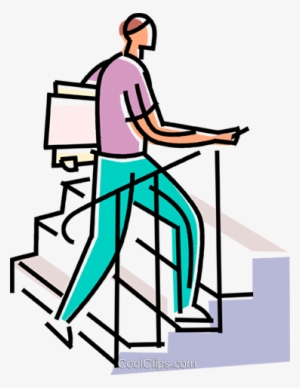 Man Climbing Stairs With File Folders Royalty Free - Cartoon Person Walking