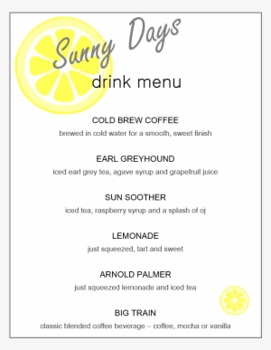 Our Annual Sunny Days Drink Menu Is Back And So Is - Sunny Days Menu
