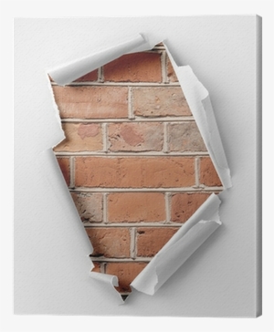 Hole Ripped Paper And Brick Wall Canvas Print • Pixers® - Paper