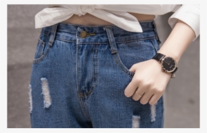 Latest Design Tight Ripped Denim Holes High Waist Jeans - Trousers