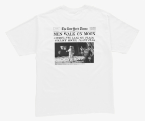White Moon Landing Tee - Landing On Moon 1969 Nfront Page Of The New York Times