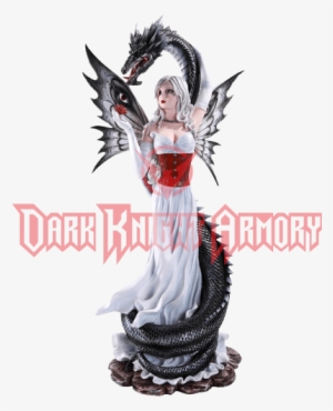Gothic Fairy Enchantress With Dragon Statue - Fairy With White Dragon - Large Figure