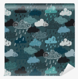 Colorful Seamless Pattern Of Rain Clouds - Sticker