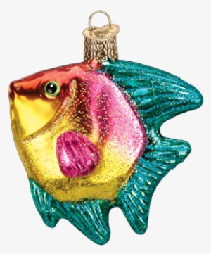 Tropical Angel Fish - Old World Christmas Glass Blown Yellow Angel Fish Ornament