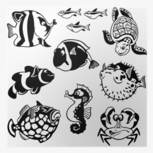 Free Vector Cartoon Black And White Fish