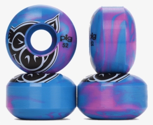 Pig Head Swirl 52mm Skateboard Wheels - Pig Wheels Head Swirls (blue/pink)