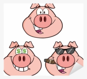 Pig Head Cartoon Characters - Cerdo Feliz Animado